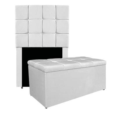 Kit Cabeceira E Calçadeira Manchester 90 Cm Solteiro Suede Cor Branco