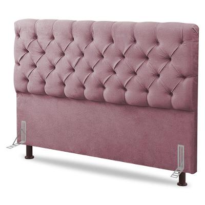 Cabeceira Cama Box Casal Queen Size Lylla 160cm Capitonê Com Frame Veludo Rosê - Desk Design