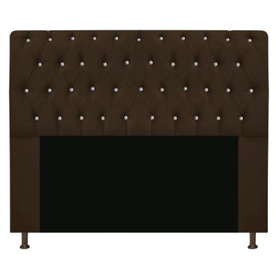 Cabeceira Estofada Lady Com Strass 140 Cm Queen Size Suede - Doce Sonho Móveis Marrom
