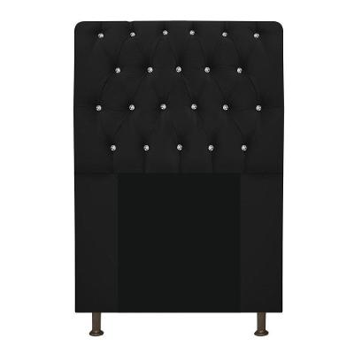 Cabeceira Estofada Lady Com Strass 90 Cm Queen Size Suede - Doce Sonho Móveis Preto
