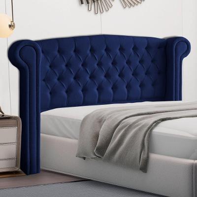 Cabeceira Cama Box Casal Queen Size Adelle 160cm Com Frame Veludo Azul Escuro - Abmaza