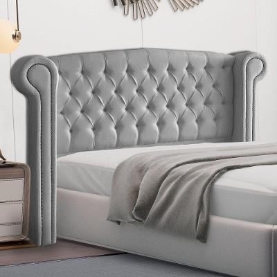 Cabeceira Cama Box Casal Queen Size Adelle 160cm Com Frame Linho Cinza - Abmaza