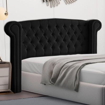 Cabeceira Cama Box Casal Queen Size Adelle 160cm Com Frame Suede Preto - Abmaza