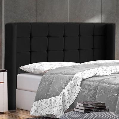 Cabeceira Cama Box Casal Queen Size Gioconda 160cm Com Frame Suede Preto - Abmaza