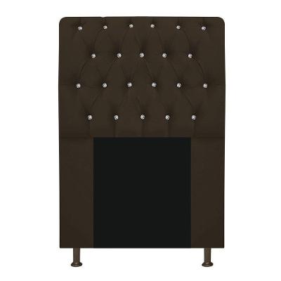 Cabeceira Estofada Lady Com Strass 90 Cm Queen Size Suede - Doce Sonho Móveis Marrom