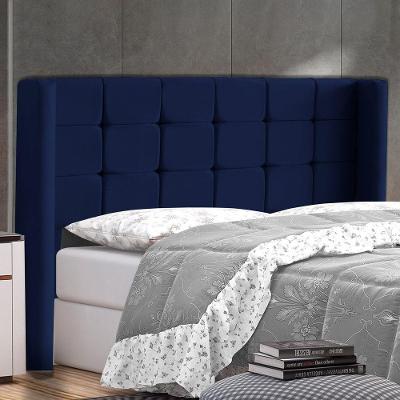 Cabeceira Cama Box Casal Queen Size Gioconda 160cm Com Frame Veludo Azul Escuro - Abmaza