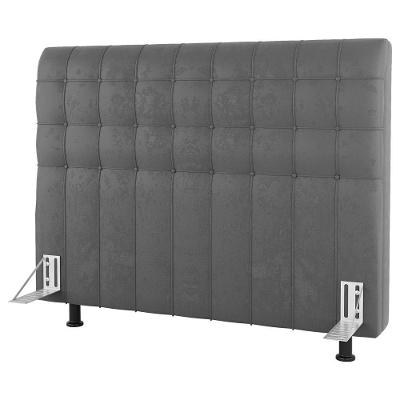Cabeceira Cama Box Casal Queen Size Dahlia 160Cm Com Frame Suede Cinza Claro - Desk Design