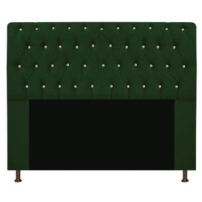 Cabeceira Estofada Lady Com Strass 140 Cm Queen Size Suede - Doce Sonho Móveis Verde