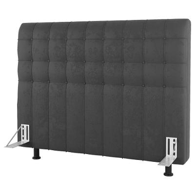 Cabeceira Cama Box Casal Queen Size Dahlia 160Cm Com Frame Suede Cinza Escuro - Desk Design