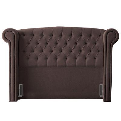 Cabeceira Cama Box Casal Adelle 140cm Com Frame Veludo Marrom - Desk Design