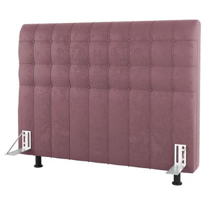 Cabeceira Cama Box Casal Queen Size Dahlia 160Cm Com Frame Veludo Rosê - Desk Design