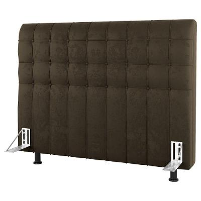Cabeceira Cama Box Casal Queen Size Dahlia 160Cm Com Frame Suede Marrom - Desk Design