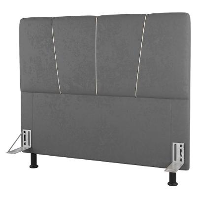 Cabeceira Cama Box Casal Queen Size Amber 160cm Estofada Linho Cinza - Desk Design