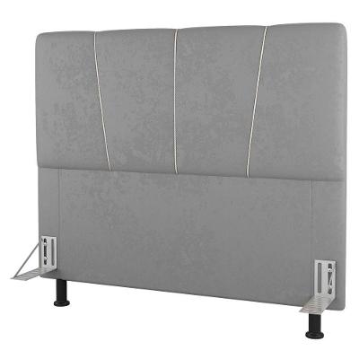 Cabeceira Cama Box Casal Amber 140cm Estofada Veludo Prata - Desk Design