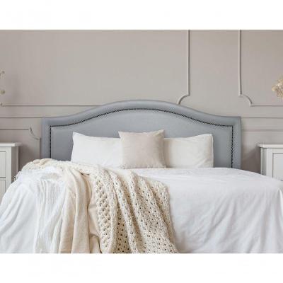 Cabeceira King Curva Luxo 193x60 Courino Cinza - Tachas Fumê