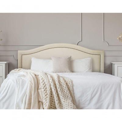 Cabeceira King Curva Luxo 193x60 Suede Off White - Tachas Prata