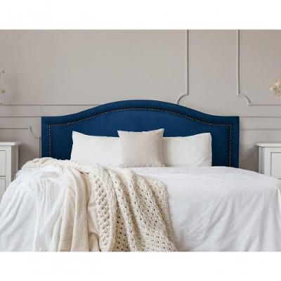 Cabeceira King Curva Luxo 193x60 Suede Azul - Tachas Fumê