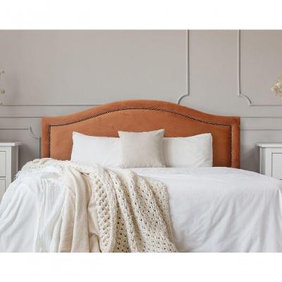 Cabeceira King Curva Luxo 193x60 Veludo Terracota - Tachas Fumê