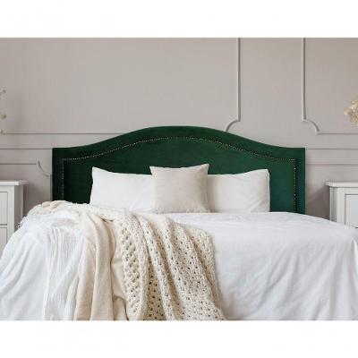Cabeceira King Curva Luxo 193x60 Veludo Verde - Tachas Fumê