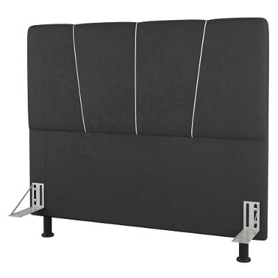 Cabeceira Cama Box Casal Queen Size Amber 160cm Estofada Suede Cinza Escuro - Desk Design