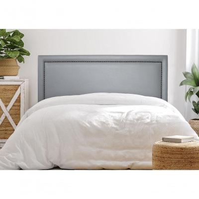Cabeceira King Reta Luxo 193x60 Courino Cinza - Tachas Fumê