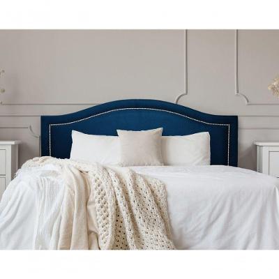 Cabeceira King Curva Luxo 193x60 Suede Azul - Tachas Prata