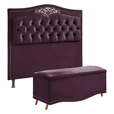 Conjunto Cabeceira E Calçadeira Holanda 195 Cm Luxor Roxo Speciale Home Roxo