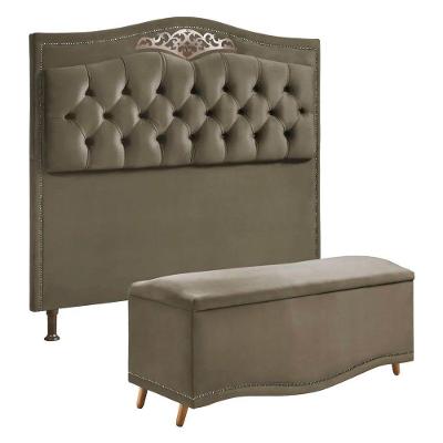 Conjunto Cabeceira E Calçadeira Holanda 195 Cm Marrom Castor Speciale Home Marrom