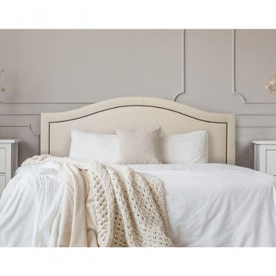 Cabeceira Queen Curva Luxo 160x60 Suede Off White - Tachas Fumê