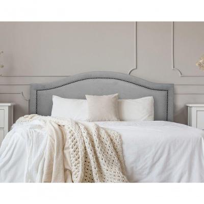 Cabeceira King Curva Luxo 193x60 Suede Cinza - Tachas Fumê
