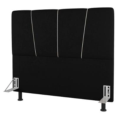 Cabeceira Cama Box Casal Queen Size Amber 160cm Estofada Suede Preto - Desk Design