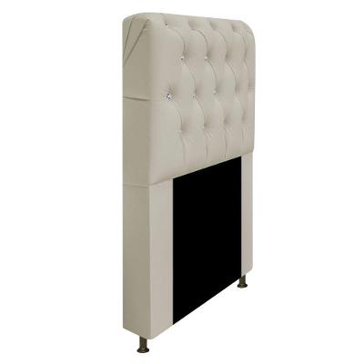 Cabeceira Solteiro Lady A05 C/ Strass 90 Cm Para Cama Box Corano - Amarena Móveis Cor Bege