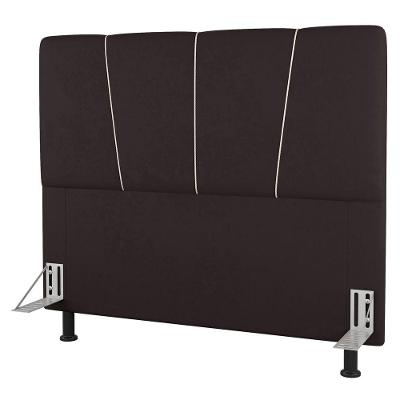 Cabeceira Cama Box Casal Queen Size Amber 160cm Estofada Suede Marrom - Desk Design