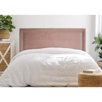 Cabeceira Casal Reta Luxo 140x60 Veludo Rosê - Tachas Prata