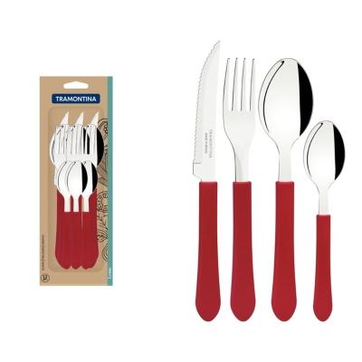 Faqueiro Inox 12 Peças Leme Vermelho Tramontina