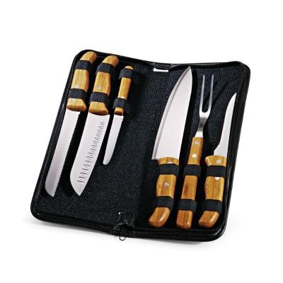 Conjunto De Facas Inox/Bambu Com Estojo Frankfurt - 7 Pçs Welf
