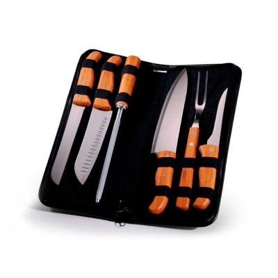 Conjunto De Facas Inox/Bambu Com Estojo Frankfurt - 7 Pçs Welf