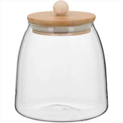 Pote 13x11x11 cm 650ml Borosilicato Transparente Tampa Bambu Table - GS