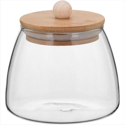Pote 10x11x11 cm 450ml Borosilicato Transparente Tampa Bambu Table - GS