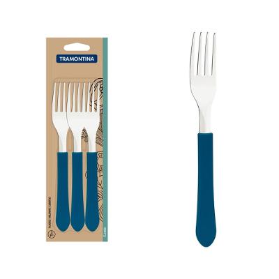 Conjunto Garfos Mesa Inox 3 Peças Leme Azul Tramontina