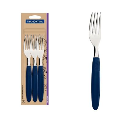 Conjunto Garfos Mesa Inox 3 Peças Ipanema Azul  Tramontina