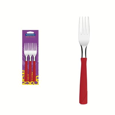 Conjunto Garfo Mesa Inox 3 Peças New Ko Vermelho Tramontina
