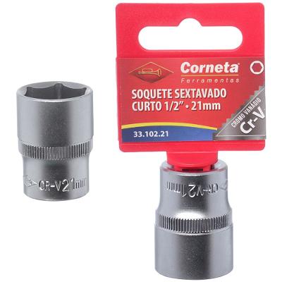 Soquete Sextavado Curto 1/2 21Mm Corneta