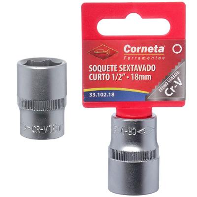 Soquete Sextavado Curto 1/2 18Mm Corneta