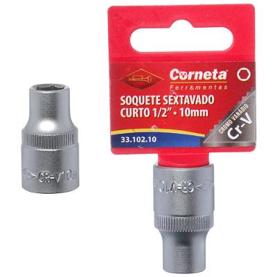 Soquete Sextavado Curto 1/2 10Mm corneta