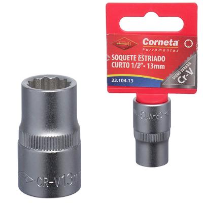 Soquete Estriado Curto 1/2 13Mm Corneta
