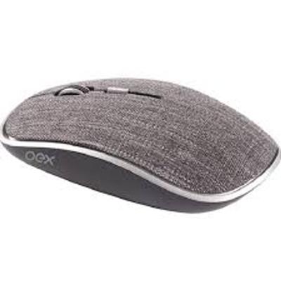 Mouse Wireless OEX Twill MS600 Bluetooth Cinza 1600Dpi Receptor Nano USB Revestido em Tecido