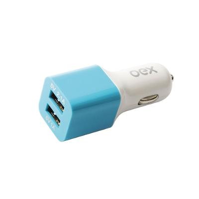 Carregador Automotivo Com Duas Entradas Usb Oex Cg101 - Azul