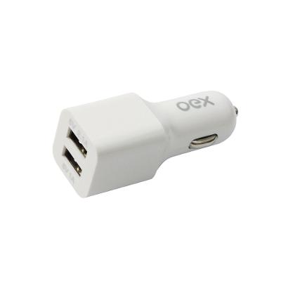 Carregador Automotivo Com Duas Entradas Usb Oex Cg101 - Branco
