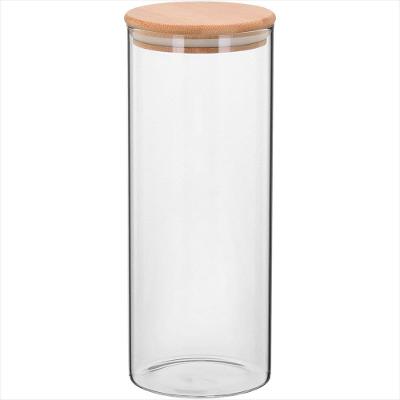 Pote 25X10X10 cm 1,4L Borosilicato Transparente Com Tampa Bambu Table - GS